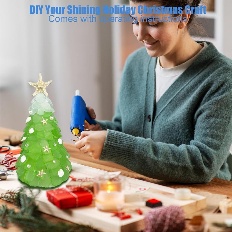 WECKLOM Christmas Tree DIY Kit Sea Glass Pieces for DIY Crafts Christmas Craft DIY Christmas Tree Lights Lamp Christmas Ornament Crafts (Green + White) - Image 4